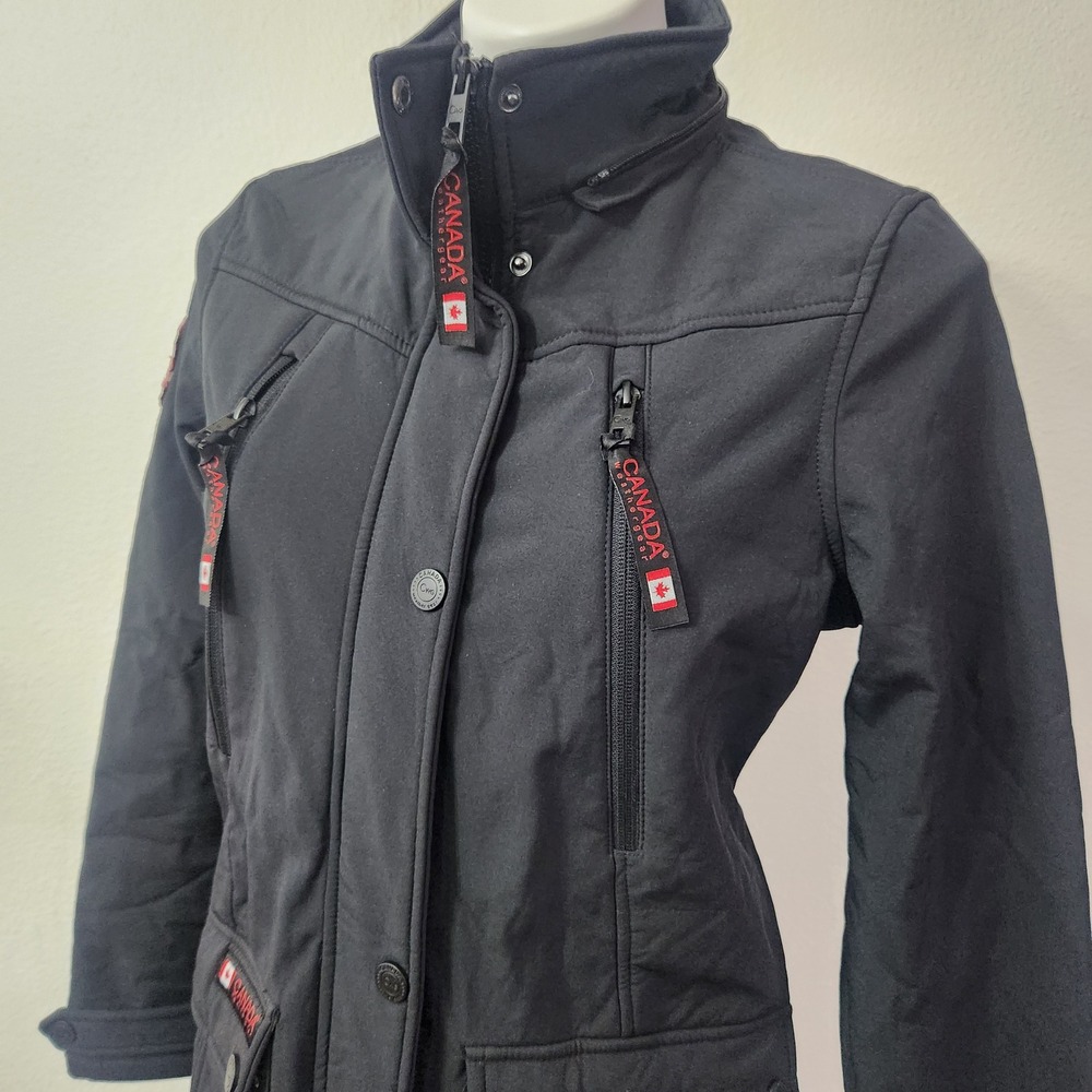Black Softshell Long Womens Jacket Canada Weathergear - Picture 5 of 12